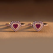 Mother & Daughter Pink Heart Black Ring