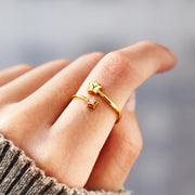 Initial&Birthstone Star Ring