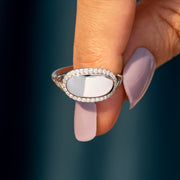 Clean Slate Pavé Rim Oval Ring