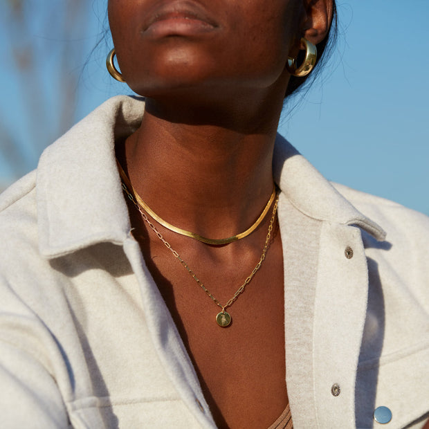 Engraved Birth Month Flower Necklace Set