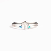 Mother And Daughter Double Gem Cross Ring - Mother's Day Gift