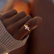 Dual Water Drop Birthstone Heart Ring