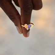 Dual Water Drop Birthstone Heart Ring