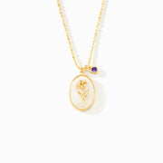 No Rain No Flower Mother Of Pearl Birth Flower Necklace