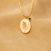 No Rain No Flower Mother Of Pearl Birth Flower Necklace