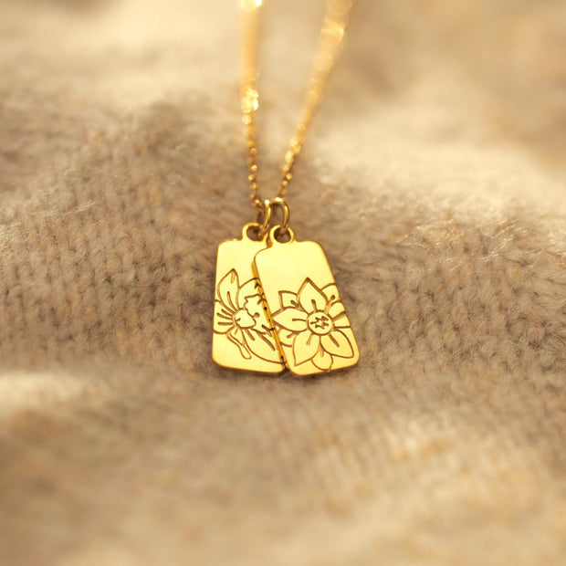 1-6 Birth Flower Disc Necklace