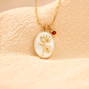 No Rain No Flower Mother Of Pearl Birth Flower Necklace