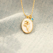 No Rain No Flower Mother Of Pearl Birth Flower Necklace