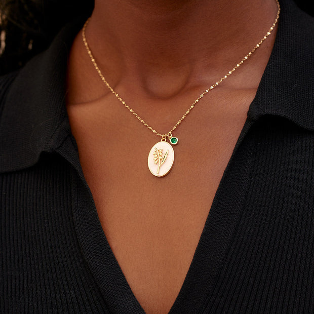 No Rain No Flower Mother Of Pearl Birth Flower Necklace