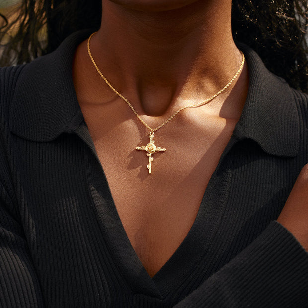 Self Love Rose Cross Necklace