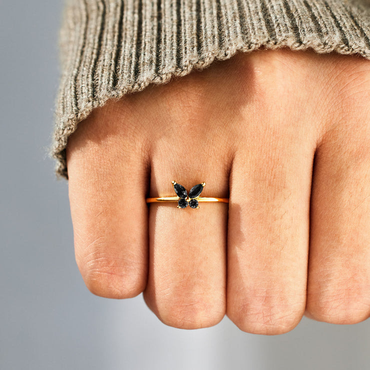 Don’t Let The Hard Days Win Black Butterfly Ring