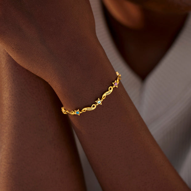 Twinkle Twinkle Infinity & Star 1-6 Birthstone Bracelet