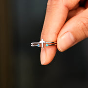 Mother And Daughter Double Gem Cross Ring - Mother's Day Gift