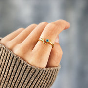 Evil Eye Ring, Italian Horn Ring - showing the product worn