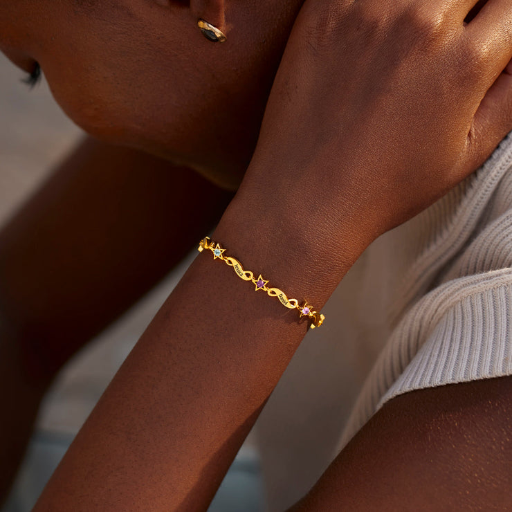 Twinkle Twinkle Infinity & Star 1-6 Birthstone Bracelet