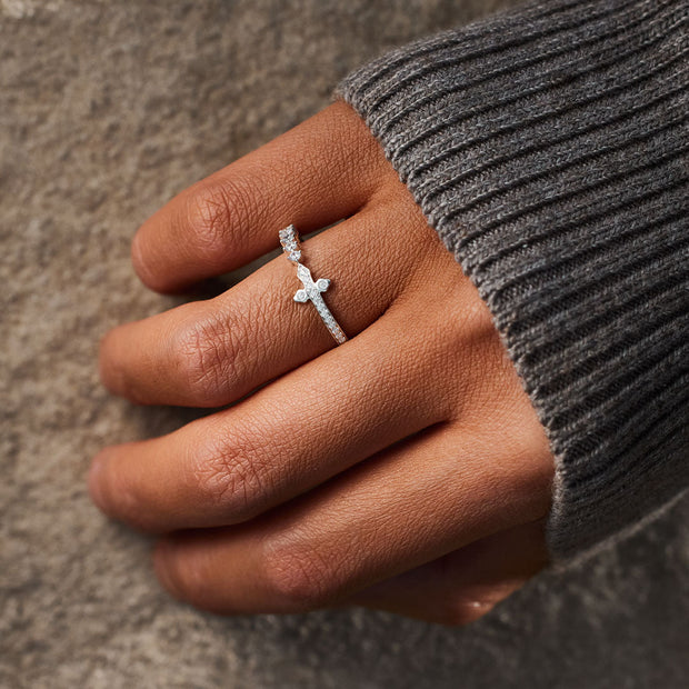 Pavé Sideways Cross Ring