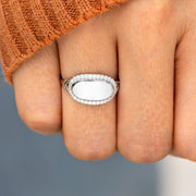 Clean Slate Pavé Rim Oval Ring
