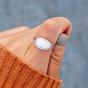 Clean Slate Pavé Rim Oval Ring