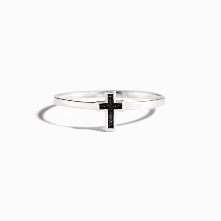 Minimalist Black Cross Ring