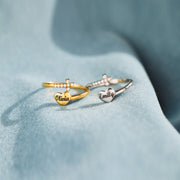 Personalized Name Heart & Cross Ring