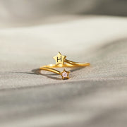 Initial&Birthstone Star Ring