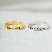 Pet Loss Ring Birthstone Engraving Ring Band