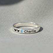 Pet Loss Ring Birthstone Engraving Ring Band