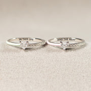 Besties At Heart Matching Half Enamel Heart-Cut Rings
