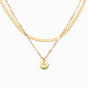 Engraved Birth Month Flower Necklace Set