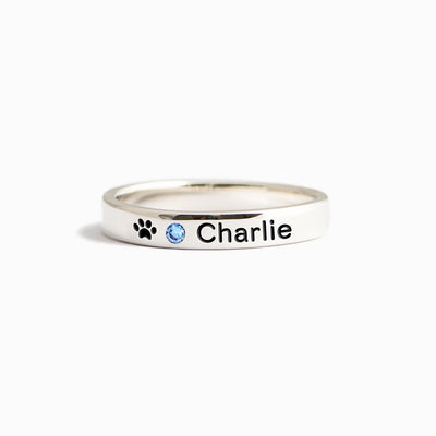 The Dog Mother Birthstone Engraving Ring Band