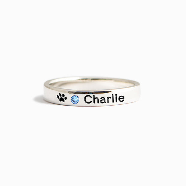 The Dog Mother Birthstone Engraving Ring Band