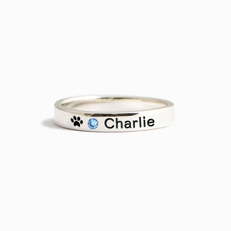 The Cat Mother Birthstone Engraving Ring Band