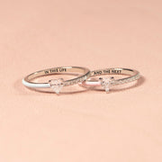 Mother Daughter Half Enamel Heart-Cut Rings