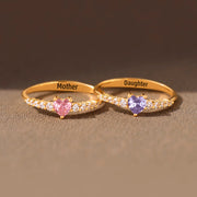Mother Daughter Matching Heart-Cut Ring