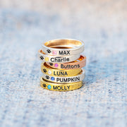 The Cat Mother Birthstone Engraving Ring Band