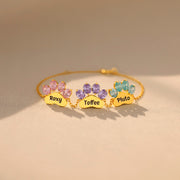 Proud Dog Mom Paw & Name 1-6 Birthstone Bracelet