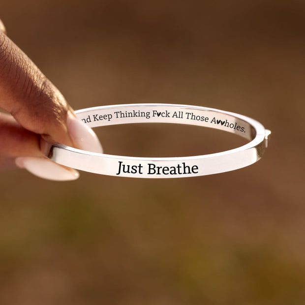 Just Breathe & Keep Thinking Mantra Bangle