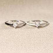 Mother Daughter Half Enamel Heart-Cut Rings