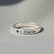 The Cat Mother Birthstone Engraving Ring Band