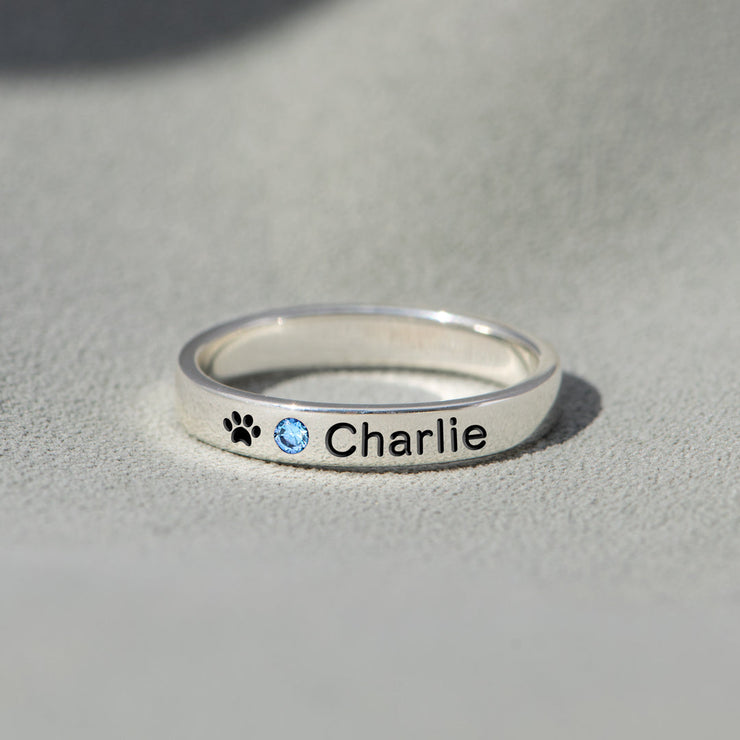 The Cat Mother Birthstone Engraving Ring Band