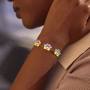 Proud Dog Mom Paw & Name 1-6 Birthstone Bracelet