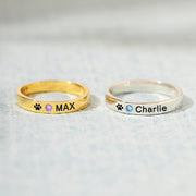 The Cat Mother Birthstone Engraving Ring Band