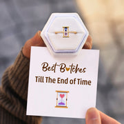 Best B♥tches Hourglass Double Birthstone Ring
