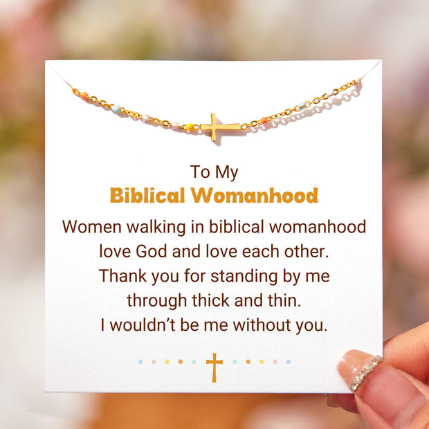 To My Biblical Womanhood Cross Bracelet