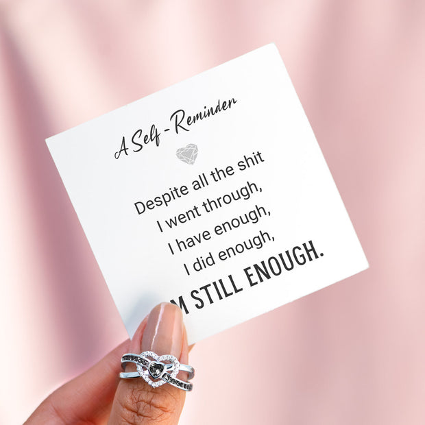 I'm Still Enough Infinity Heart Within Heart Black Ring