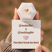 Grandmother & Granddaughter Dual Water Drop Birthstones Heart Ring