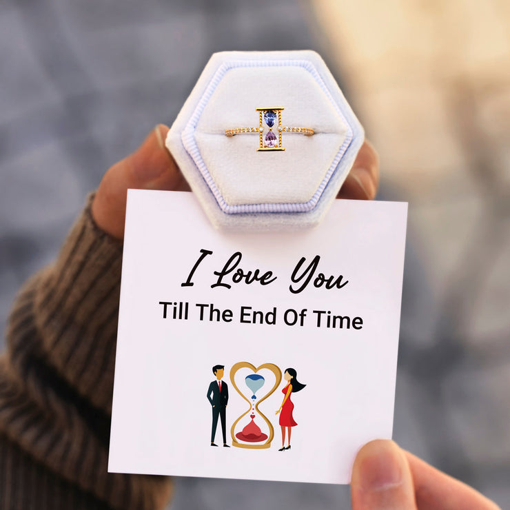 I Love You Till The End Of Time Hourglass Double Birthstone Ring