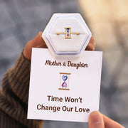 Time Won't Change Our Love Hourglass Double Birthstone Ring
