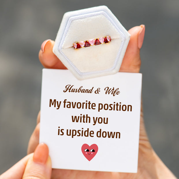 Husband & Wife Personalized Triangle Birthstone Ring Band