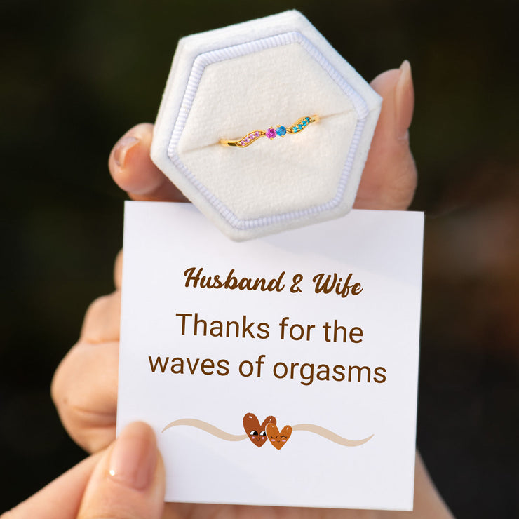 Husband & Wife Customized Double Stone Wavy Ring